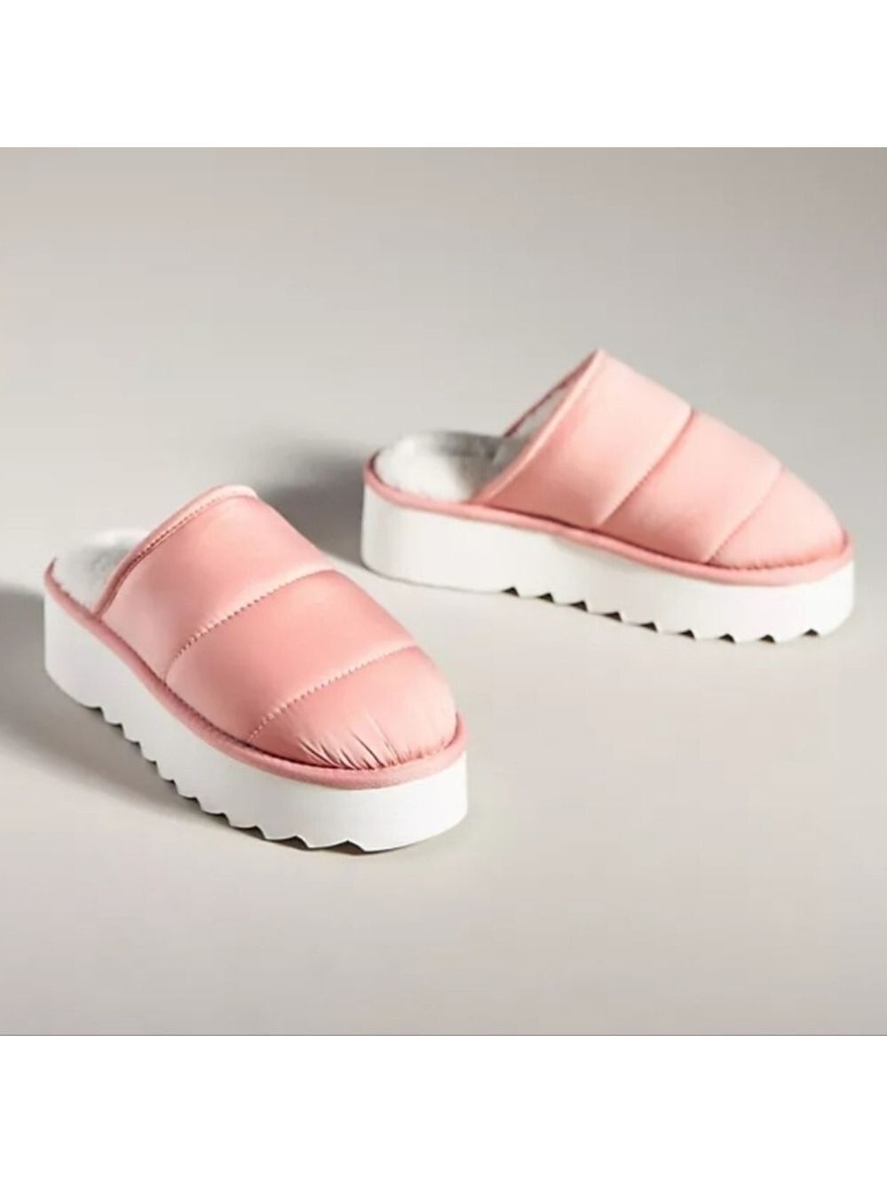 Anthropologie Maeve Pink Puffy Platform Slippers